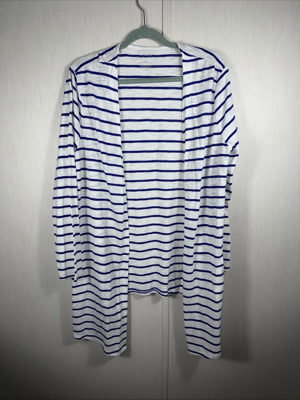 Chico's Womens Ultimate Tee Open Cardigan L Slub Nautical Preppy Minimalist